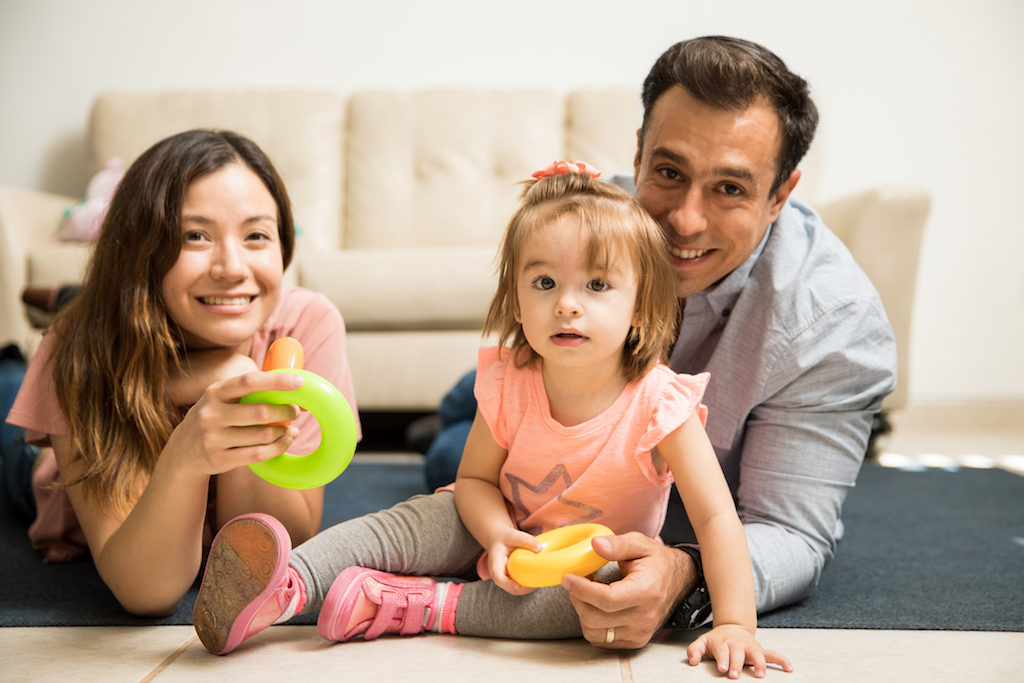 Young family having time together