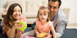 Young family having time together