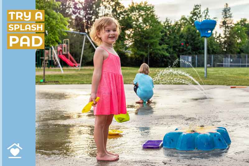 Kids playing on splash pad