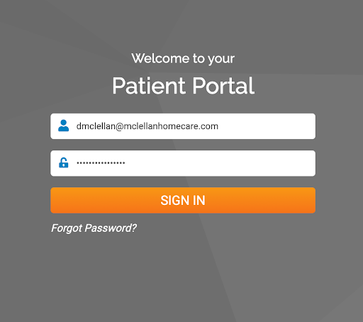 McLellan Homecare Patient Portal Login form